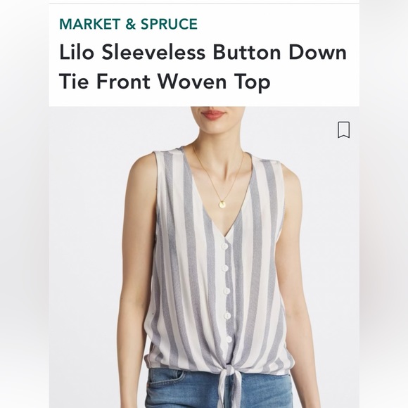 Market & Spruce Tops - Market & Spruce Lilo Sleeveless button down tie front woven top